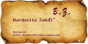 Burdovits Zekő névjegykártya